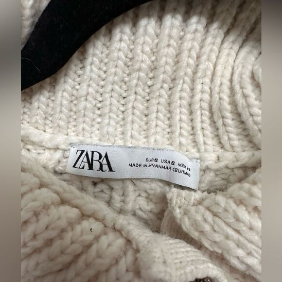 Zara Cream Cable Knit Sweater - Picture 7 of 11